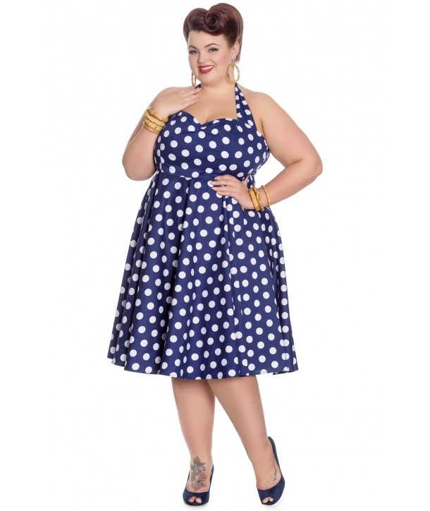 Robe Grande Taille Hell Bunny Mariam Bleu Marine