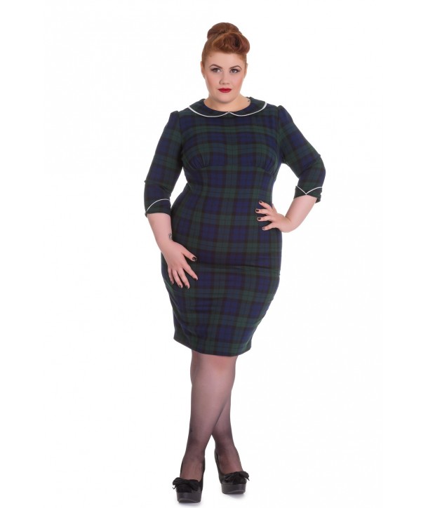 Robe Grande Taille Hell Bunny Doralee Pencil Dublin / Tartan