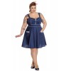 Mini Robe Grande Taille Hell Bunny Vanity à pois Navy