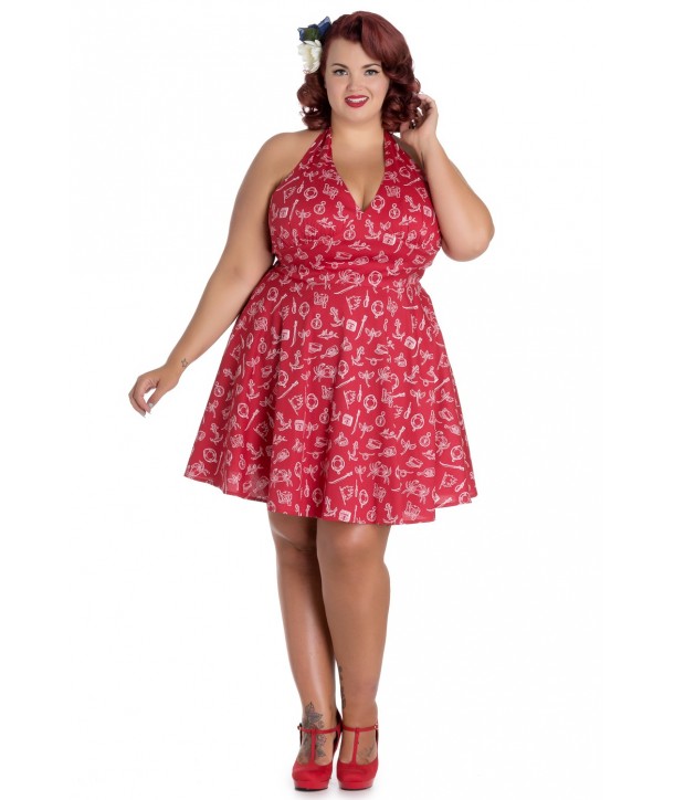 Mini Robe Grande Taille Hell Bunny Marin Rouge