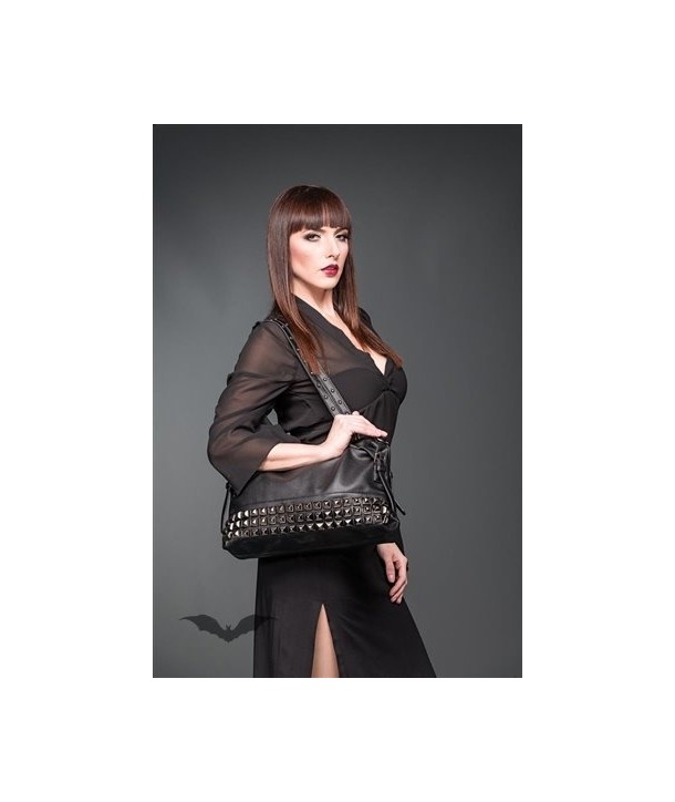 Sac Queen Of Darkness Gothique Shoulder Bag With 3 Rows Of Studs