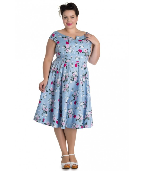 Robe Grande Taille Hell Bunny Belinda Bleu