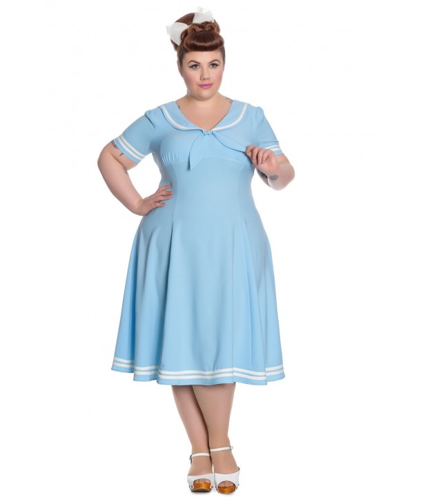 Robe Grande Taille Hell Bunny Ambleside Bleu Pastel