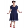 Robe Grande Taille Hell Bunny Ambleside Bleu Marine Navy