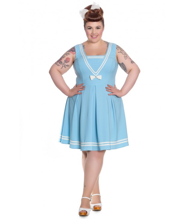 Robe Grande Taille Sailors Ruin Hell Bunny Bleu Pastel