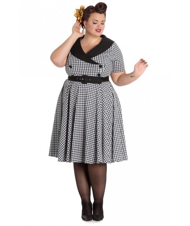 Robe Grande Taille Hell Bunny Bridget 50s Noir Blanc