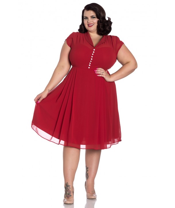 Robe Grande Taille Rock Hell Bunny Paige Rouge