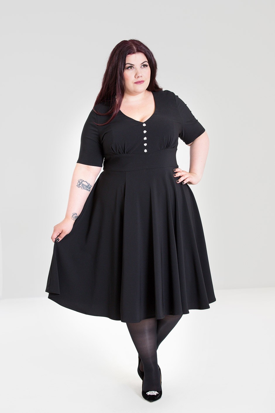 Robe grande taille vintage rockabilly Hell Bunny 4844 MILA Black
