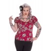 Top Grande Taille Hell Bunny Skull Love Rouge