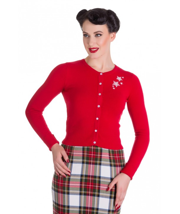 Cardigan Hell Bunny Noelle Bleu rouge