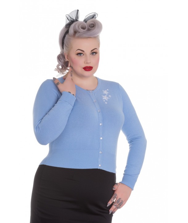 Cardigan Grande Taille Hell Bunny Noelle Bleu ciel