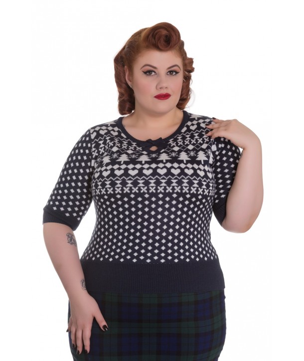 Pull Grande Taille Hell Bunny Katherine Bleu marine