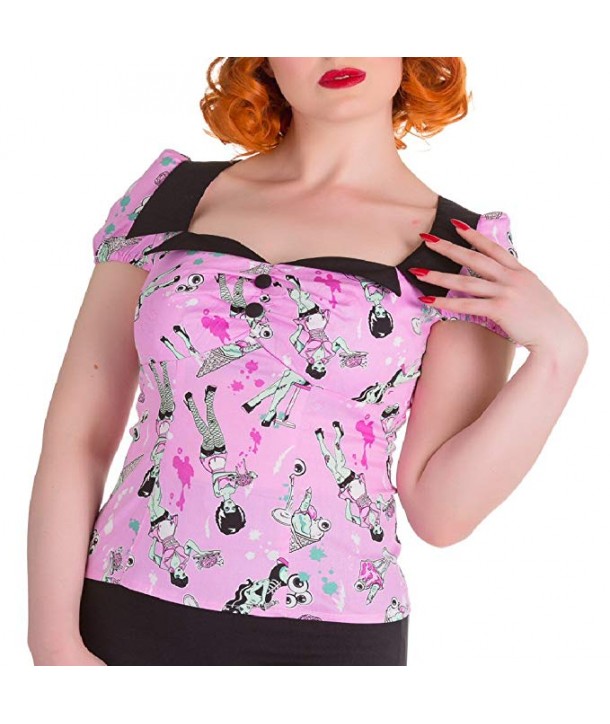 Top Hell Bunny Zombie Diner Top Pink