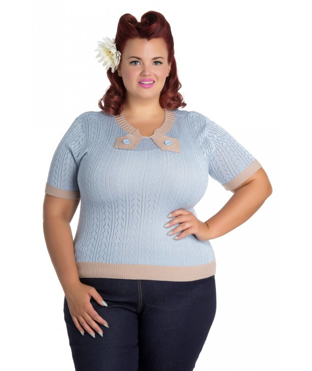 Top Grande Taille Hell Bunny Idgy Bleu