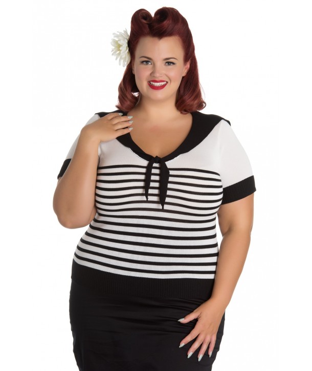 Top Grande Taille Hell Bunny Coco Noir Blanc