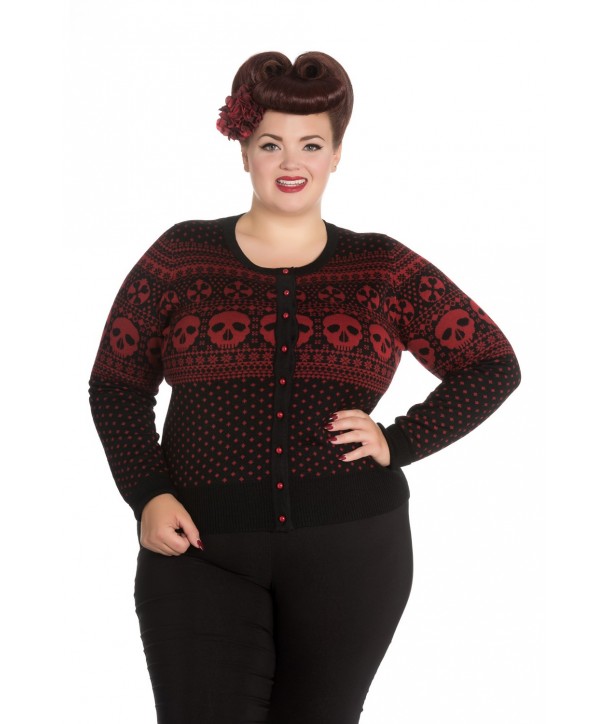 Cardigan Grande Taille Hell Bunny Clara Noir Rouge