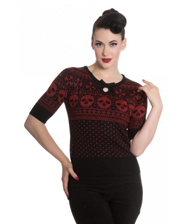 Jumper Hell Bunny Yule Noir Rouge