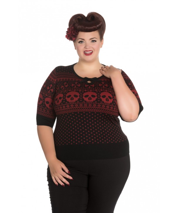 Pull Grande Taille Hell Bunny Yule Noir Rouge