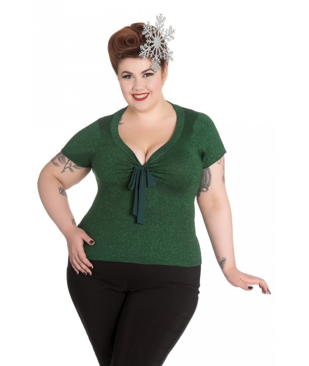 Top Grande Taille Hell Bunny Angette Vert