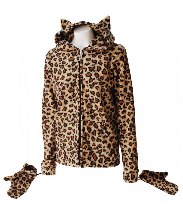 Sweat Shirt Veste Darkside Fur Natural Leopard Kitty Hood