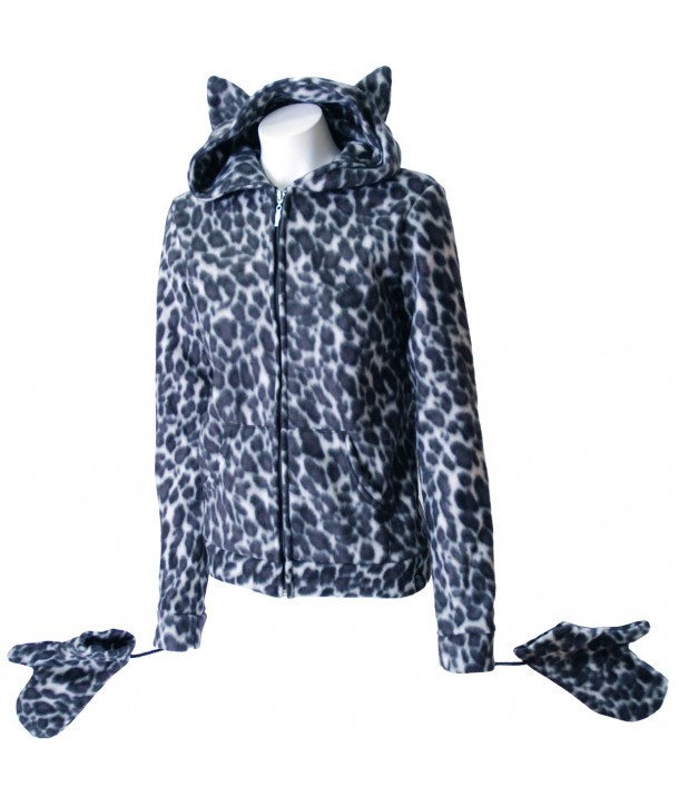 Sweat Shirt Veste Fur Grey Leopard Kitty Gris