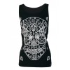 Debardeur Darkside Clothing White Sugar Skull Black Vest