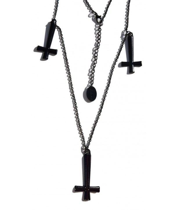 Collier Darkside Triple Black Inverted Cross