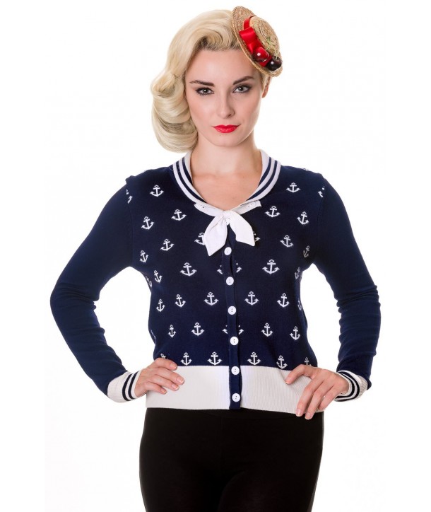 Cardigan Banned Clothing Small Anchors bleu