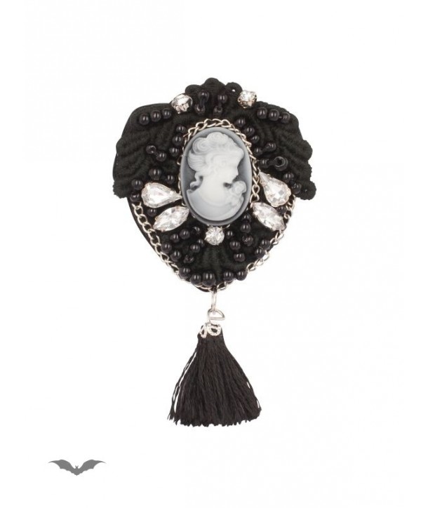 Patche Queen Of Darkness Gothique Brooch With Jewels And Tuft