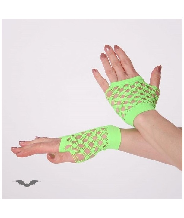Gants Queen Of Darkness Gothique Green Double Net Gloves, Short