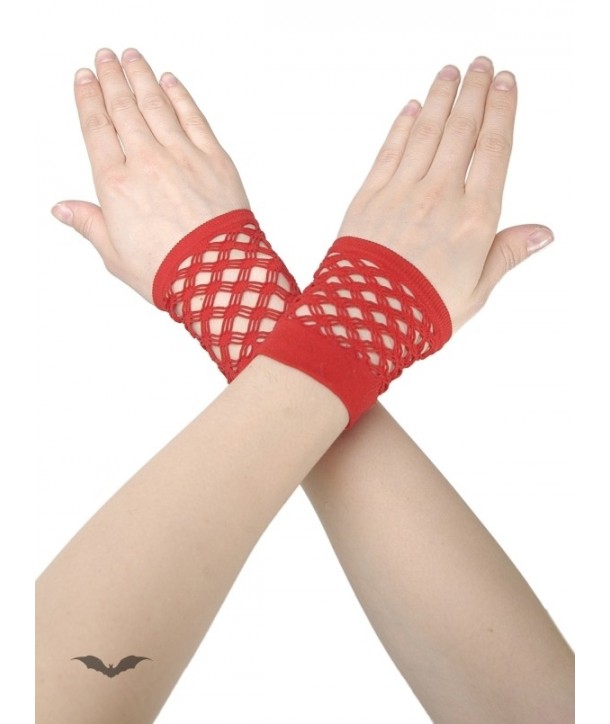 Gants Queen Of Darkness Gothique Red Net Gloves Without Fingers