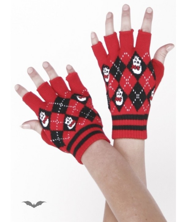 Gants Queen Of Darkness Gothique Red/Black Plaid Fingerless Gloves