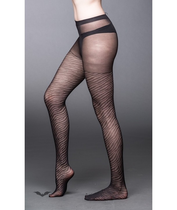 Chaussettes Queen Of Darkness Gothique Zebra-Look Stockings