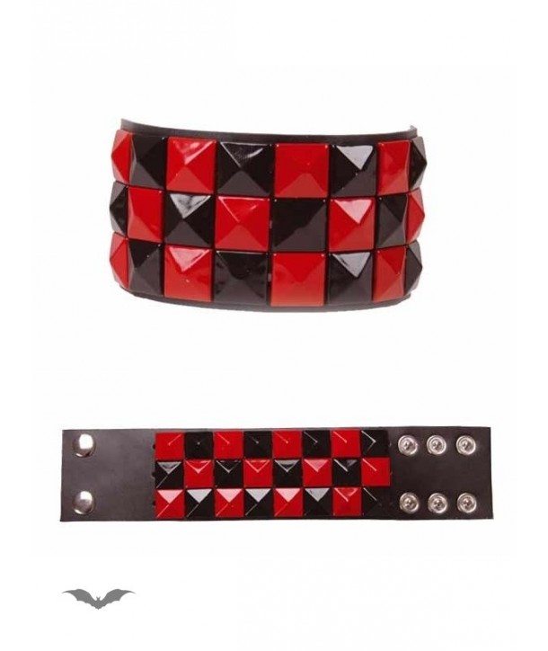 Bracelet Queen Of Darkness Gothique Bracelet With Black & Red Pyramid Studs