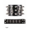 Bracelet Queen Of Darkness Gothique Black Bracelet With 2 Rows Studs & Skull