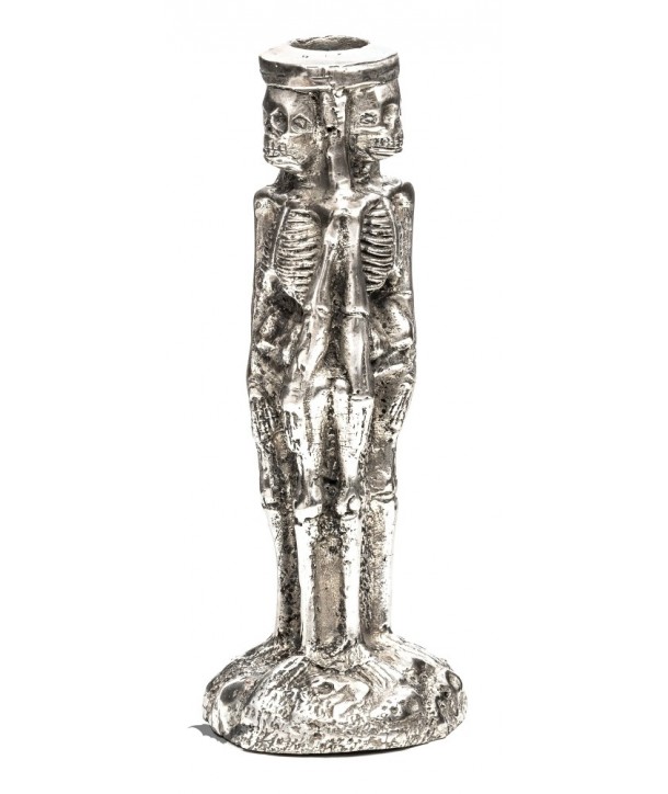 Home Déco Queen Of Darkness Gothique Silver Skeleton Candle Holder