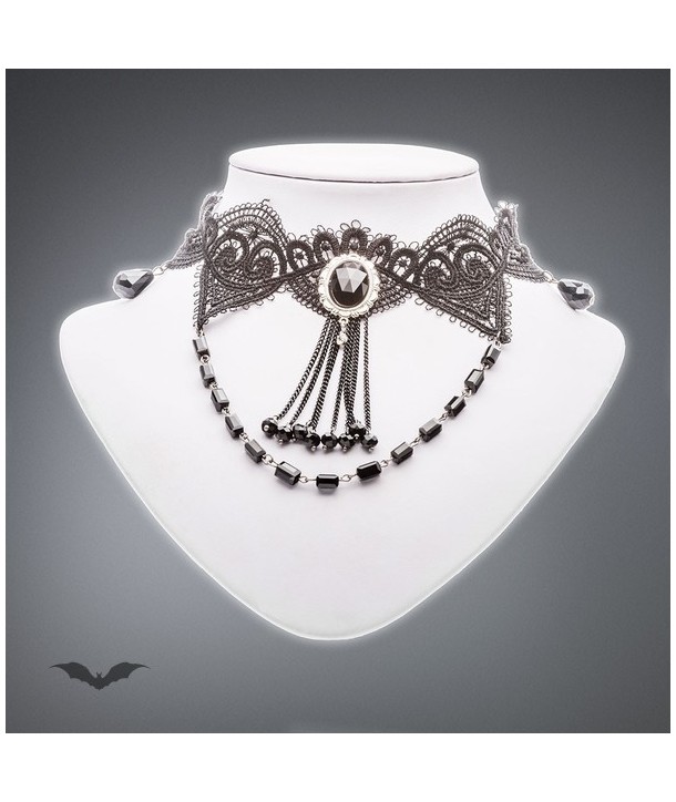 Collier Queen Of Darkness Gothique Necklace Made Of Lace