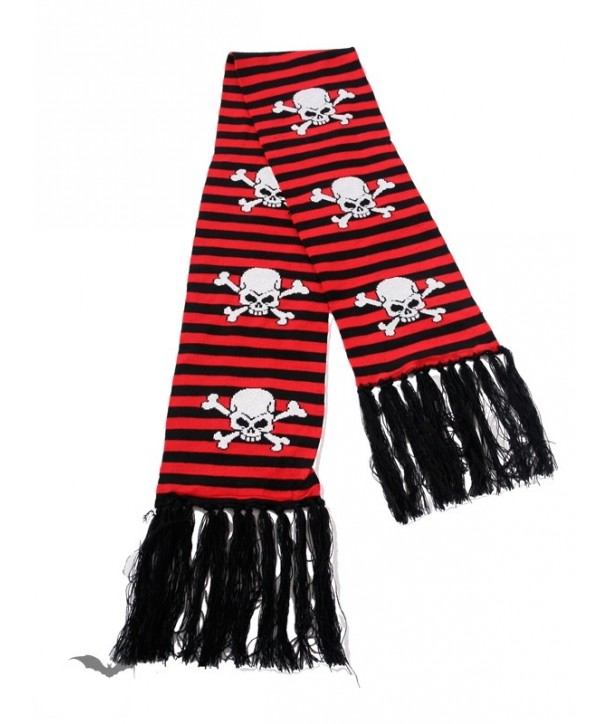 Echarpe Queen Of Darkness Gothique Black/Red Striped Scarf Skulls