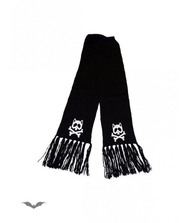 Echarpe Queen Of Darkness Gothique Scarf With Cat Skulls & X-Bone