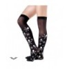 Chaussettes Queen Of Darkness Gothique Sheer Knee Socks, White Skulls, X-Bones