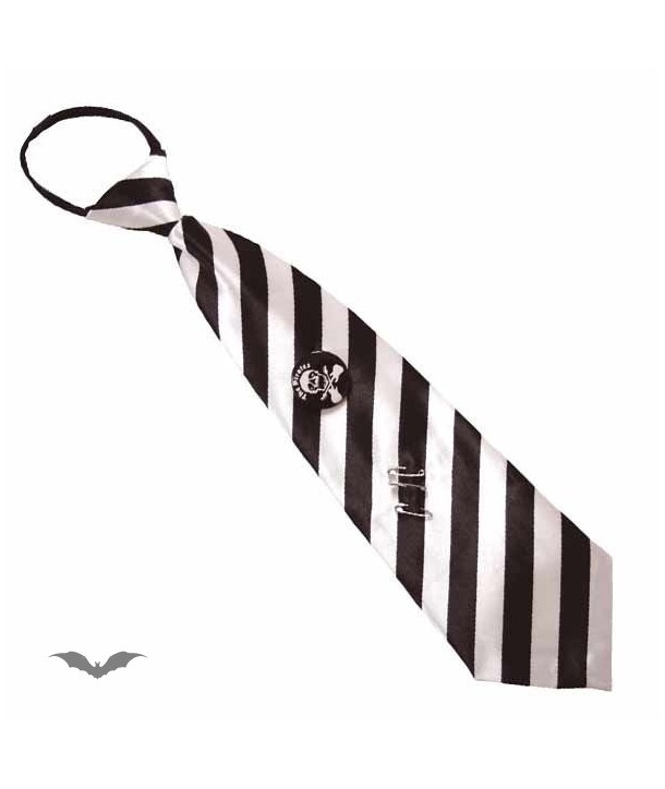 Cravatte Queen Of Darkness Gothique Tie Stripes White / Black