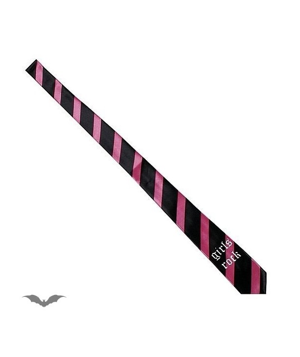 Cravatte Queen Of Darkness Gothique Black / Pink Stripes. Girls Rock.