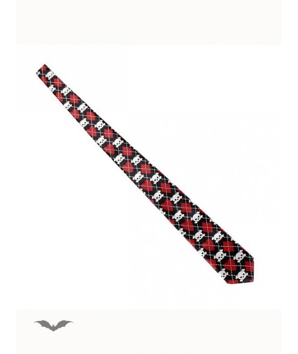 Cravatte Queen Of Darkness Gothique Tie With Hearts, Diamonds And Skulls