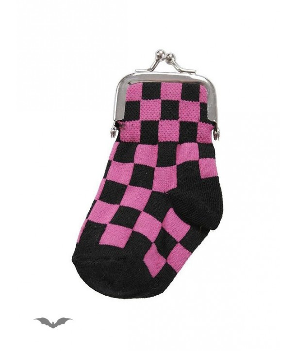 Porte-Monnaie Queen Of Darkness Gothique Black/Pink Chequered Sock Purse