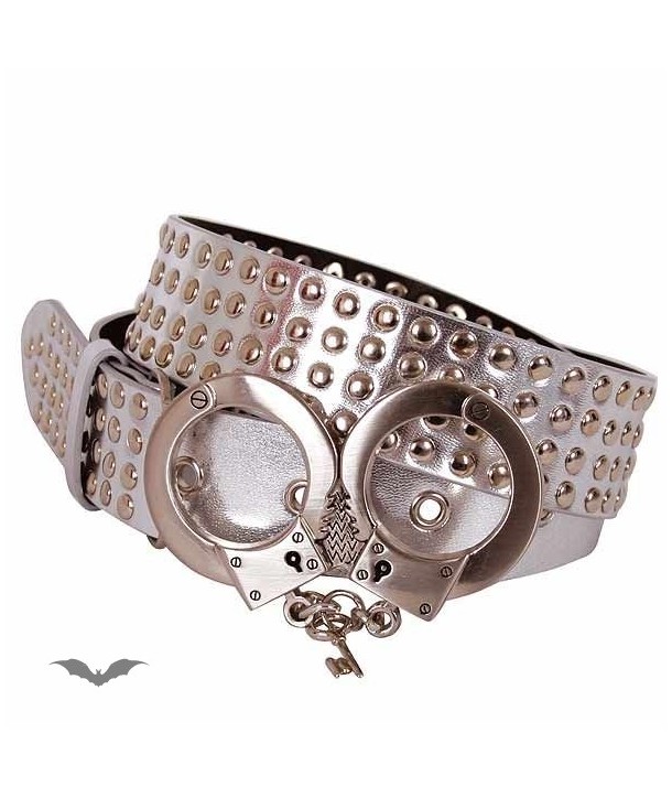 Ceinture Queen Of Darkness Gothique Silver With 4 Rows Of Studs