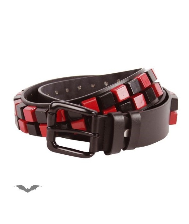 Ceinture Queen Of Darkness Gothique 2 Rows Black/Red Cubes. Checkerboard