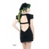 Robe Queen Of Darkness Gothique Open Back Dress With Studded Shoulders