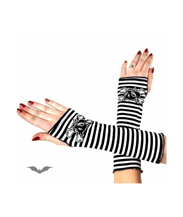 Gants Queen Of Darkness Gothique Arm Warmers. Black / White