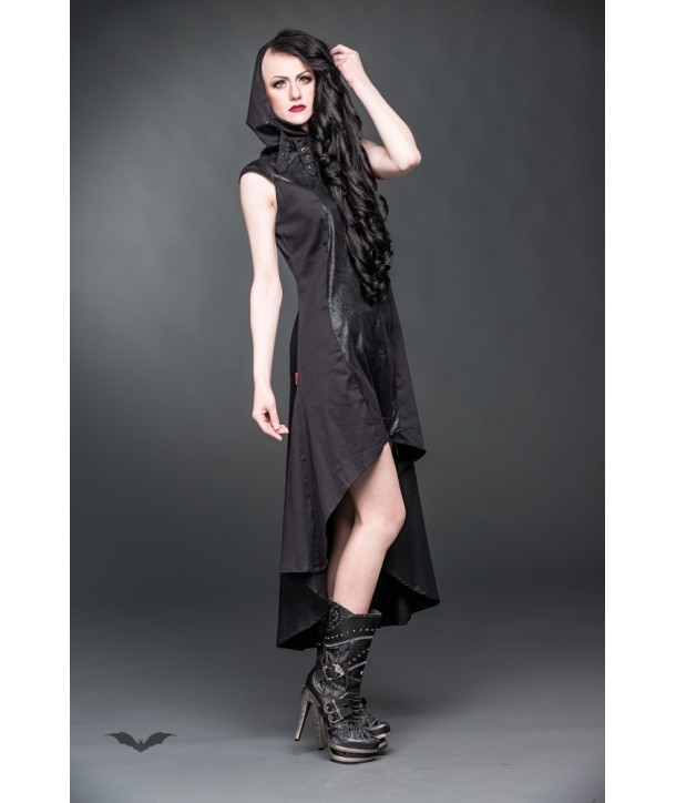 Robe Queen Of Darkness Gothique Long Dress With Hood And High Collar