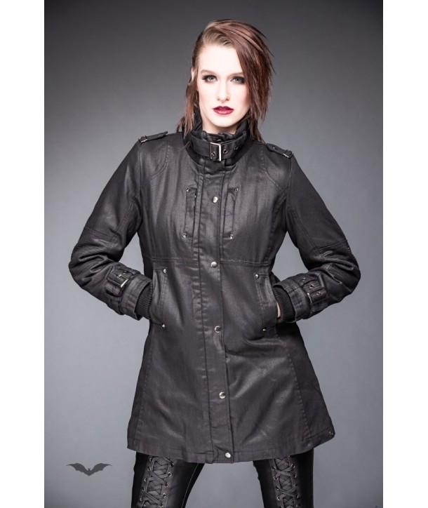 Veste Queen Of Darkness Gothique Jacket With Buckle On Collar And Sleeves